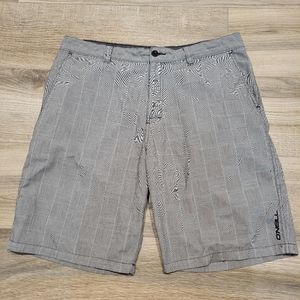 O'Neill Gray Checkered Flat Front Shorts Men's 36